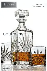 Dublin 3pc Crystal Decanter Set 28oz Decanter + 2 DOF 11oz Shannon by Godinger