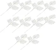 ULTECHNOVO 10pcs Simulated Leaves Christmas Leaves Stem Christmas Decorations for Home Ornaments Gold Decor Holly Leaf Xmas Wreath Decorating Mini Indoor Garland Scene Decoration Silver Pe