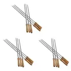 18Pcs Kebab BBQ Stainless Steel Skewers with Wooden Handles Flat Reusable6143