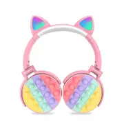 Cute Cat Ear Bluetooth Headphones Silicone Stress Reliever Toys Colorful Stereo Wireless Headphones