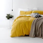 Park Avenue European Vintage Washed Cotton Quilt Cover Set Misted Yellow