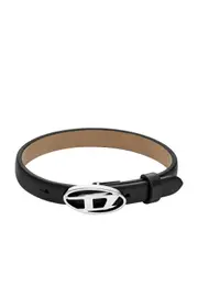 [Diesel] Diesel - Black Leather Stackable Bracelet - Bracelets - Unisex - Black UNI Black