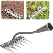 Ironrake The Heavy-Duty Iron Weeding Rake, Ironrake 2.0, Iron Rake for Gardening and Weeding, 5/6/7/8 Teeth Carbon Steel Garden Weeding Rakes, Gardening Hand Weeder Tools (6 Tooth)