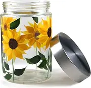 [Grant Howard] Sunflower Hand Painted Glass Storage Jar 42 oz Multicolor