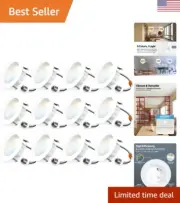 Sleek 4 Inch LED Recessed Lights 12 Pack - Dimmable Selectable Color, Baffle ...