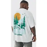 Mens White Plus Colorado Back Printed Oversized T-Shirt