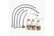 Basin Sink Faucet Hot and Cold Water Deck Mount Bathroom Mixer Taps W/2 Handles