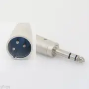 4pcs XLR 3 Pin Male Plug to 1/4" 6.35mm Stereo Male Plug Audio Adapter Connector