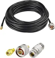 SUPERBAT SMA to N Male RF Coaxial Cable 25ft + 5pcs Adapter Kit for Cell Phone Signal Booster Router 3G 4G LTE Ham Antenna