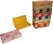 Radharani Arts Rajasthani Decorative Sweet Box, Fabric Brocade Gift Box, Diwali & Wedding Favor, Mithai & Jewelry Box, 8x4x1.5 Inch, Multi Color