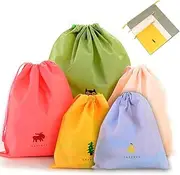 Set of 5 Waterproof Drawstring Bag PE Plastic Folding Sport Home Travel Storage Use,Drawstring Backpack,Waterproof Bag,Swim Bag,Sports Bag,3 sizes