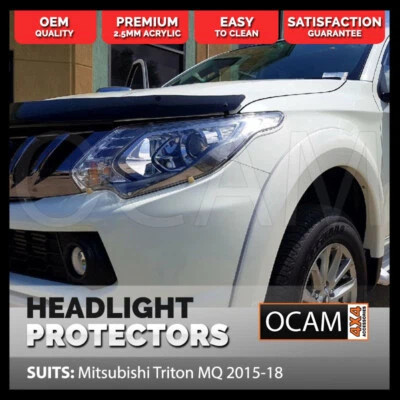 OCAM Headlight Protectors for Mitsubishi Triton MQ 05/2015-10/2018 Headlamp Cove (for: Mitsubishi)