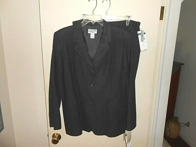 NWT Pendleton Women's Suit Set, Blazer & Skirt,100% New Wool Classic Charcoal,18