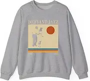 [X.Style] Defiant-Jazz Retro 90s azz Vintage Aesthetic Sweatshirt for Adults Crew Neck Long Sleeve Pullover Grey XL