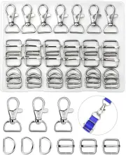 90Pcs Swivel Snap Hooks Kit, D Rings for Purse and Slide Buckles, Swivel Hook, P