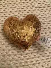 American Girl gold sequin heart pillow for 18" doll NEW world by us