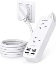 One Beat Power Board with USB C,Power Strip with 2 Outlets 4 USB Ports (2USB C 2USB A),Travel Powerboard with 1.2M Extension Cord,Non Surge Protector for Cruise Ship,Home,Office,Travel Accessories