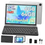 Tablet 10 inch, Android 13 Tablet, 6GB+64GB 1TB Expand, 2 in 1 Tablets with