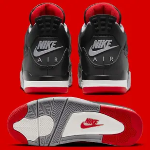 【NIKE 耐吉】休閒鞋 AIR JORDAN 4 RETRO BRED REIMAGINED 黑紅 男鞋 FV5029-006