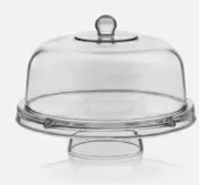 6-in-1 Multi-use Glas Server Tray Punch Bowl Chip Dip Bowl Cake Stand Salad *
