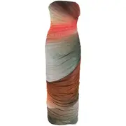 [The Attico] The Attico Ruched-detail Gradient Midi Dress 42 IT MULTICOLOUR