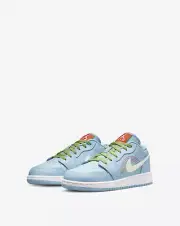 New Air Jordan 1 Low SE Stitch GS Psychic Blue Vivid Green DO8227-400 6.5Y