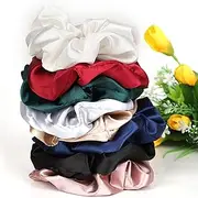 8 Pack - Silk Hair Scrunchies Set, MH MOIHSING Elastic Hair Bands Soft Hair Ties Large Ponytail Holder Bands 100% Silk Elastic Hair Bobbles Scrunchies for Women, Girls, Ladies Hair Accessories