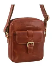 [PIERRE CARDIN] Leather Crossbody Bag in Cognac