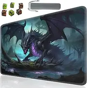 SOTWONSO Board Game TCG Playmat Table Mats Games Size 60X35 cm Mousepad Compatible for MTG RPG CCG Trading Card Game Play mats with 6 Dice (Playmat 128)
