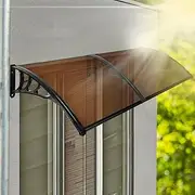 Mountview Window Door Awning Canopy Brown PC Panel with Black Bracket Outdoor Door Canopy Sun Shade Shelter, Patio Terrace Garden Baconly Porch Shield Rain Snow Eaves Cover Protector, 1mx2.4m DIY