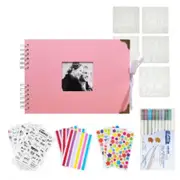 80 Pages Scrapbook Photo Album,DIY Craft Paper Photo Book,DIY Handmade Album Scrapbook Set,Records Anniversary,Graduation,Travelling,Color Pink