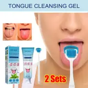 2PCS Tongue Cleansing Gel & Scraper Kit Tongue Cleaner Fresh Breath Oral Clean