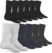 [PINO VICINO] Suit Socks Pack of 12 Men's Business Socks, Plain Men's Socks, Breathable Blend of Cotton, Polyester and Elastane -