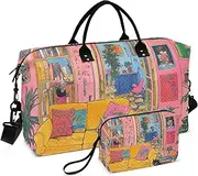 [YXYZRMY] Travel Duffel Bag Halloween Cat Sofa Room Gym Bag Sports Tote Bag with Multiple Interior Pockets Shoulder Weekender Bag for Women Men with Toiletry Bag 20.5”x 7.9”x 13.8, Multi-Colored, one