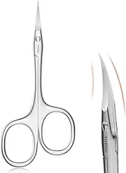 THRAU Left-Handed Cuticle Scissors – Surgical Grade Stainless Steel with Sharp Curved Tip for Cuticles, Nails, Eyebrows, Eyelashes, Nose Hair & Beard – Ideal for Manicure & Precise Grooming