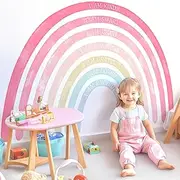Kingarch Large Colorful Rainbow Wall Decals, Insparational Peel and Stick Fabric Nursery Wall Decor, Removable Home Room Wall Decor Murals Stickers for Kids Girls Toddler Bedroom Living Room Playroom