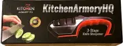 Kitchen Armory HQ Knife Scissor Sharpener Red & Black Chef Coarse Fine Slots NEW