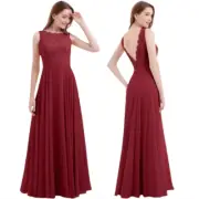 Babaroni NWT Tabitha Lace Bodice Chiffon Skirt Long Dress-Burgundy Size 8