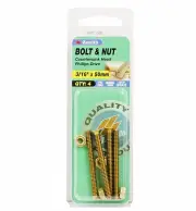 2x Zenith BOLT & NUT COUNTERSUNK Head Ext SOLID BRASS- 3/16" x 50mm 4pcs EAI1650