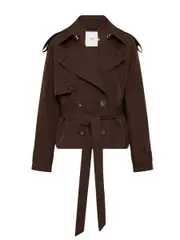 AJE | Mineral Cropped Trench in Chocolate Brown | The UNDONE