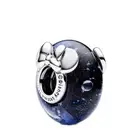 Pandora Disney Mickey and Minnie Blue Murano Glass Charm Silver - 792958C01