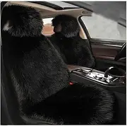 1Pcs Universal Plush Car Seat Cover Faux Sheepskin Seat Cushion Winter Warm Auto Artificial Fur Seat Covers Car Accessories(Black)
