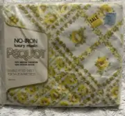 Vintage Pequot Yellow Floral Double Fitted Bottom Sheet NOS New Berkeley Square
