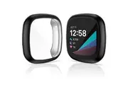 For Fitbit Versa 3 /Fitbit Sense Premium Soft Protective Silicone Gel Case Cover (Black)