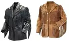 Men's Cowboy Western Leather Jacket Suede and Fringed Beaded Coat