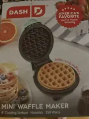 DASH Deluxe Mini Individual Waffle Maker Nonstick 350 Watts GreenCleaning Brush