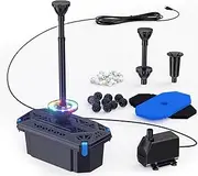 NFESOLAR Pond Filter with Fountain Pump Kits, 660GPH Pond Filter Fountain with Colorful Lights, Multi-layer Filtration, All-in-one Solution for Outdoor Ponds, Fish Tank, Waterscape - Corded Electric
