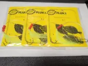 3 NJ Hand Tied 2/0 Hook w/GLOW Yellow Bucktail/Beads Fluke/Summer Flounder Rig