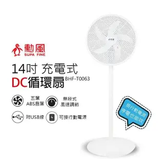 【勳風】14吋 DC 充電式循環扇/電風扇BHF-T0063