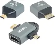 Xiwai 3pcs/Set Micro & Mini HDMI to HDMI-Compatible 1.4 Female 2-in-1 Combo Adapter 4K@60hz